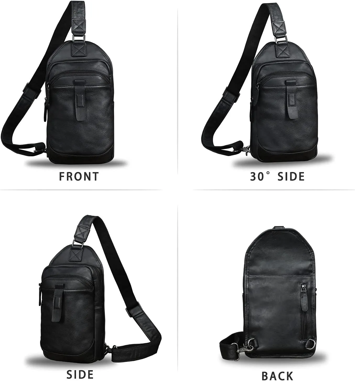 LRTO Genuine Leather Silng Bag for Men and Women Retro Leather Sling Backpack Purse Shoulder Crossbody Bag Chest Bag