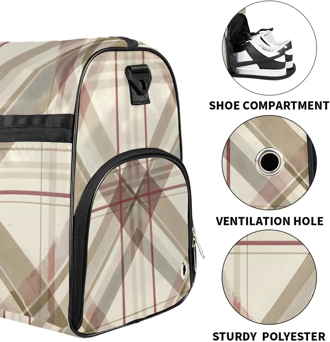 Luggage Bag for Women Overnight Bag for Adults Custom Large Duffel Bags Travel Bag Gym Bag for Training Soccer Swim Yoga Travel Red Lines Sports Duffel Bag