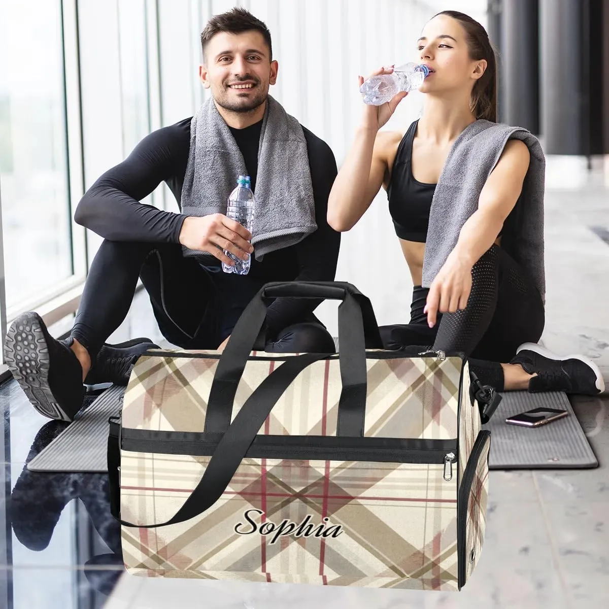 Luggage Bag for Women Overnight Bag for Adults Custom Large Duffel Bags Travel Bag Gym Bag for Training Soccer Swim Yoga Travel Red Lines Sports Duffel Bag