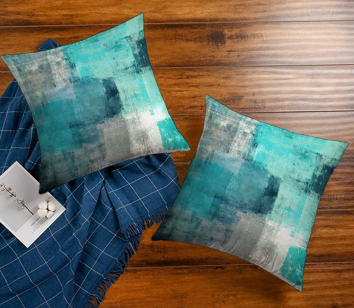 Lumbar Throw Pillow Covers,Pack of 2 Soft Velvet Decorative Cushion Cover for Sofa Bedroom Car (22X22 inch, Turquoise)