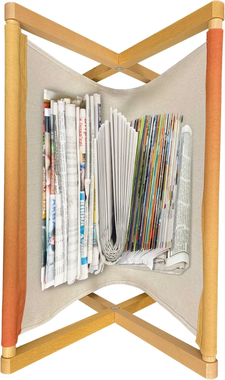 Lunarable New York Skyline Magazine and Book Holder, Relief of a Sunset View of City Charmed by The Landscape Art, Floor Rack Organizer for Office Home and School, 22"x19", Apricot Dark Cocoa