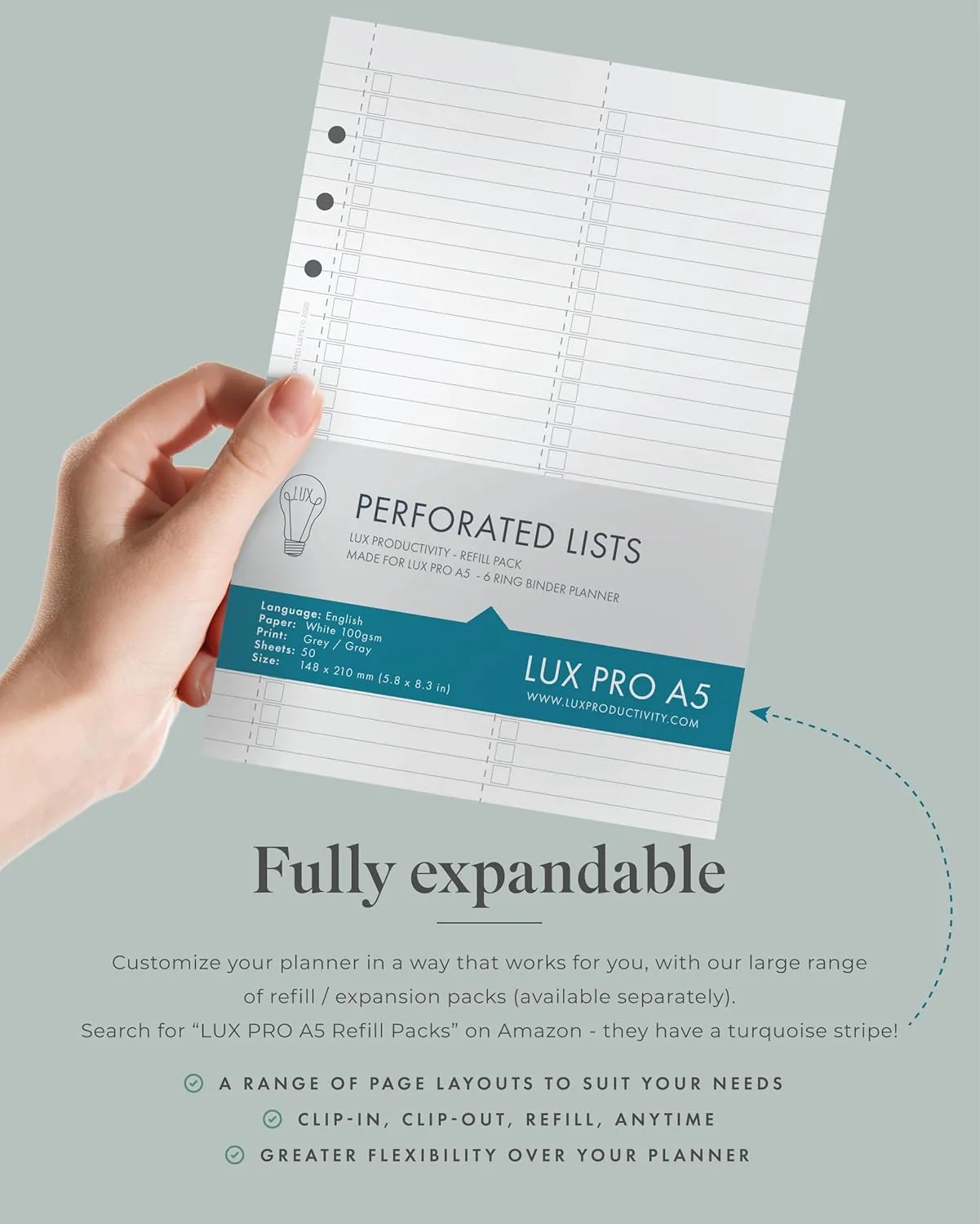 LUX PRO A5 - Daily Planner & appointment diary 2024 - Gratitude journal, wellness journal & Undated weekly planners and organisers - Desk journals for women & men - LUX Productivity (Blue - Midnight)