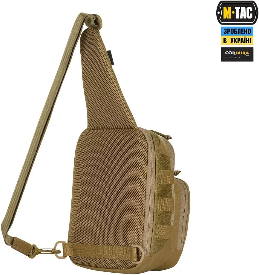 M-Tac Elite Cross Bag Slim - Tactical Crossbody Sling Backpack for Man with CCW Concealed Carry (Coyote, Slim)