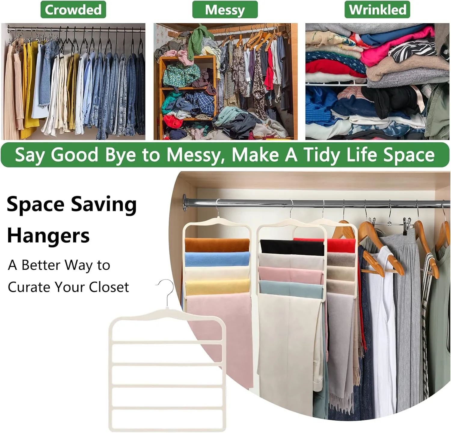 Magic Pants Velvet Hangers for Organization and Storage - Space Saving, 5 Pack Dorm Room Essentials for College Students Girls
