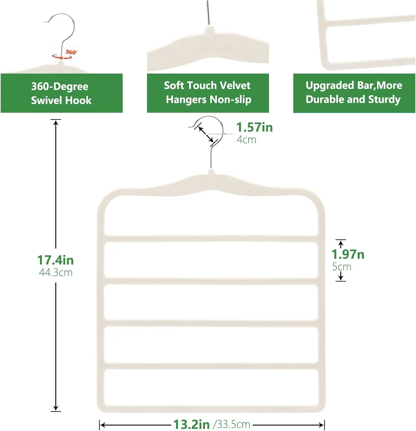 Magic Pants Velvet Hangers for Organization and Storage - Space Saving, 5 Pack Dorm Room Essentials for College Students Girls