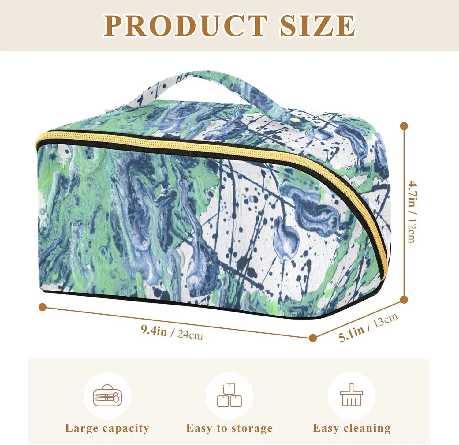 Makeup and Skincare Travel Bag with Divider and Handle Spacious Organizer Case for Women on the Move