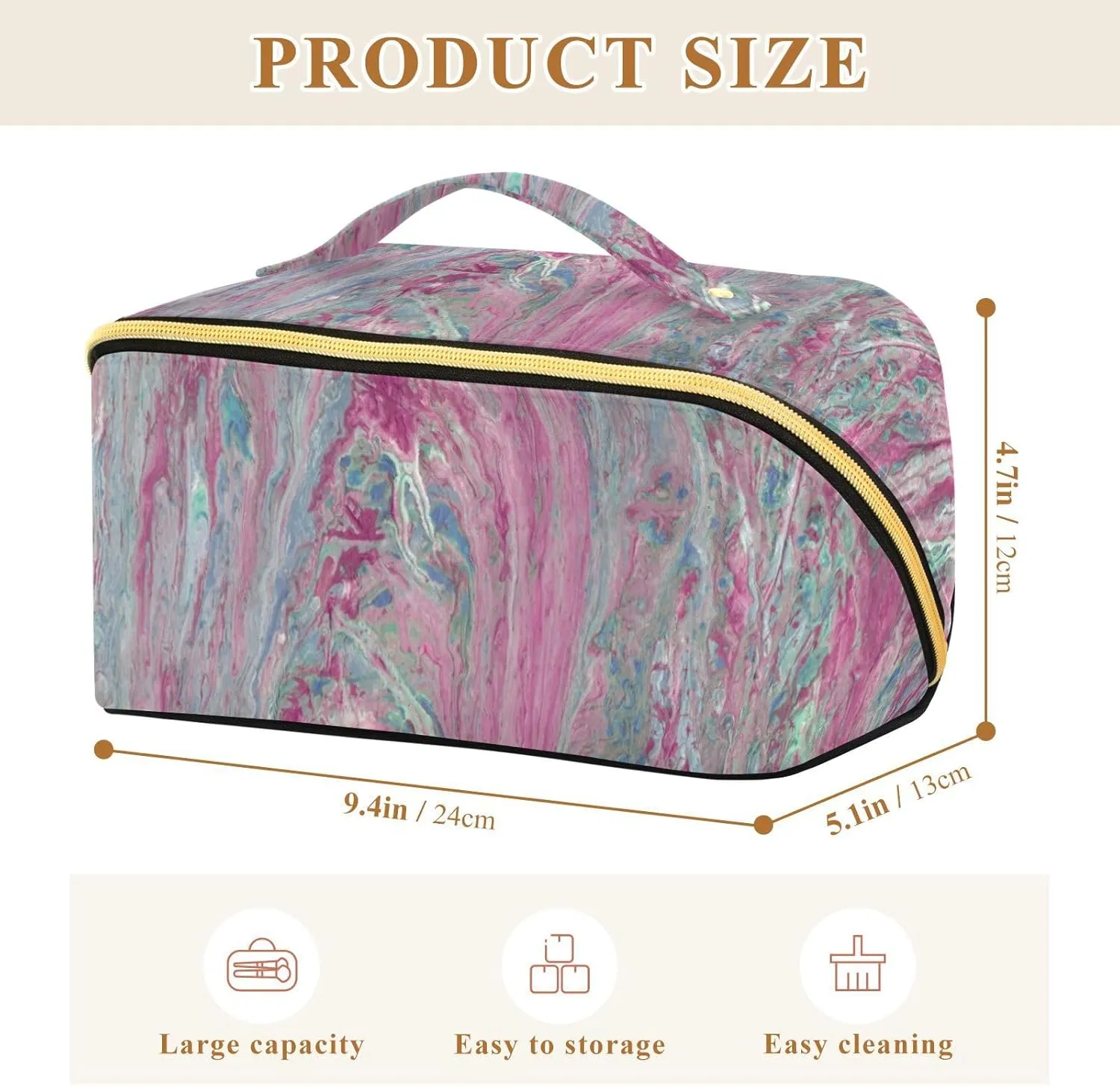 Makeup and Skincare Travel Bag with Divider and Handle Spacious Organizer Case for Women on the Move