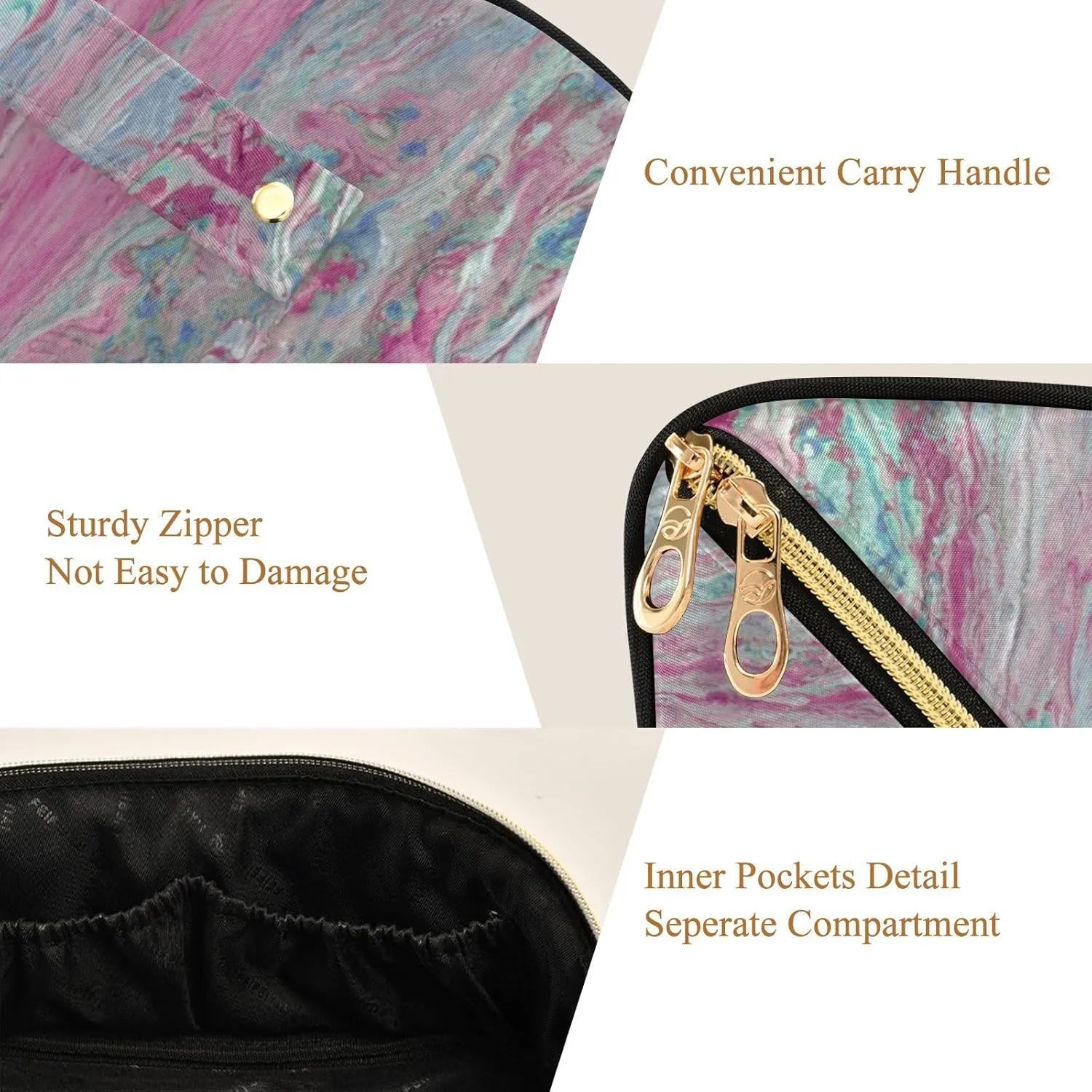 Makeup and Skincare Travel Bag with Divider and Handle Spacious Organizer Case for Women on the Move