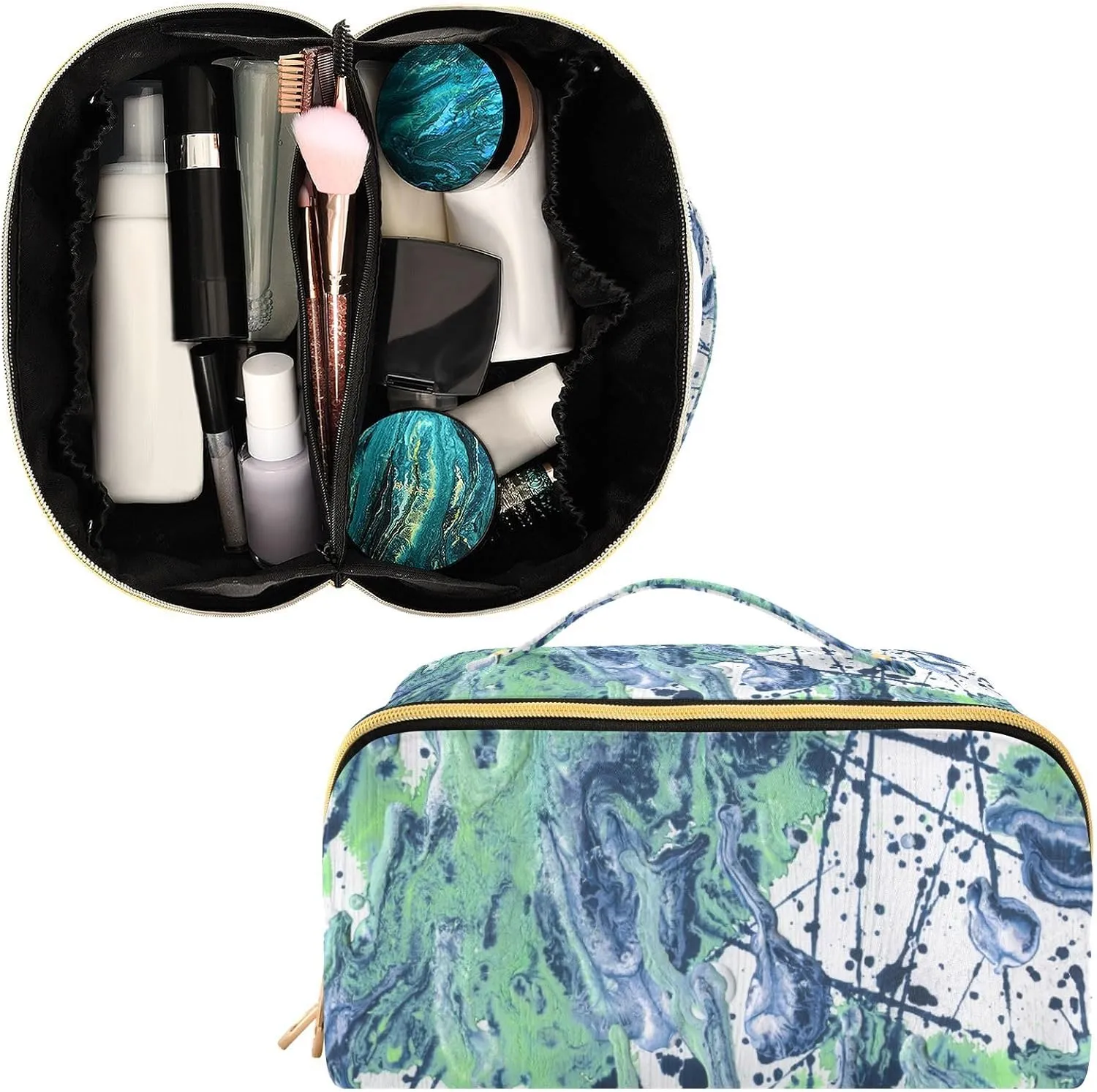 Makeup and Skincare Travel Bag with Divider and Handle Spacious Organizer Case for Women on the Move