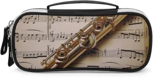 Makeup Bag Makeup Organizer Travel Flute Music Printed Makeup Bag With Double Zip Handles Cosmetic Bag