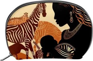 Makeup Bag Organizer,Cosmetic Bags for Women,Ethnic Animal African Women,Small Makeup Pouch