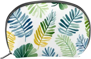 Makeup Bag Organizer,Cosmetic Bags for Women,Tropical Green Palms Leaves,Small Makeup Pouch