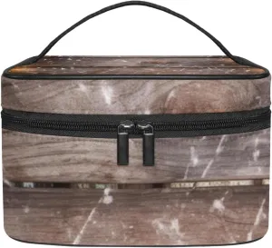 Makeup Bag Small,Makeup Travel Bag,Christmas Lights Decoration Wood Planks,Makeup Organizer Bag