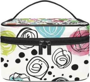 Makeup Bag Small,Makeup Travel Bag,Easter Doodle Ornamental Eggs,Makeup Organizer Bag