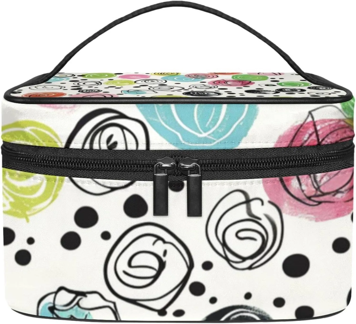Makeup Bag Small,Makeup Travel Bag,Easter Doodle Ornamental Eggs,Makeup Organizer Bag