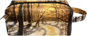 Makeup Bag Small,Makeup Travel Bag,Winter Forest Tree Path,Makeup Organizer Bag