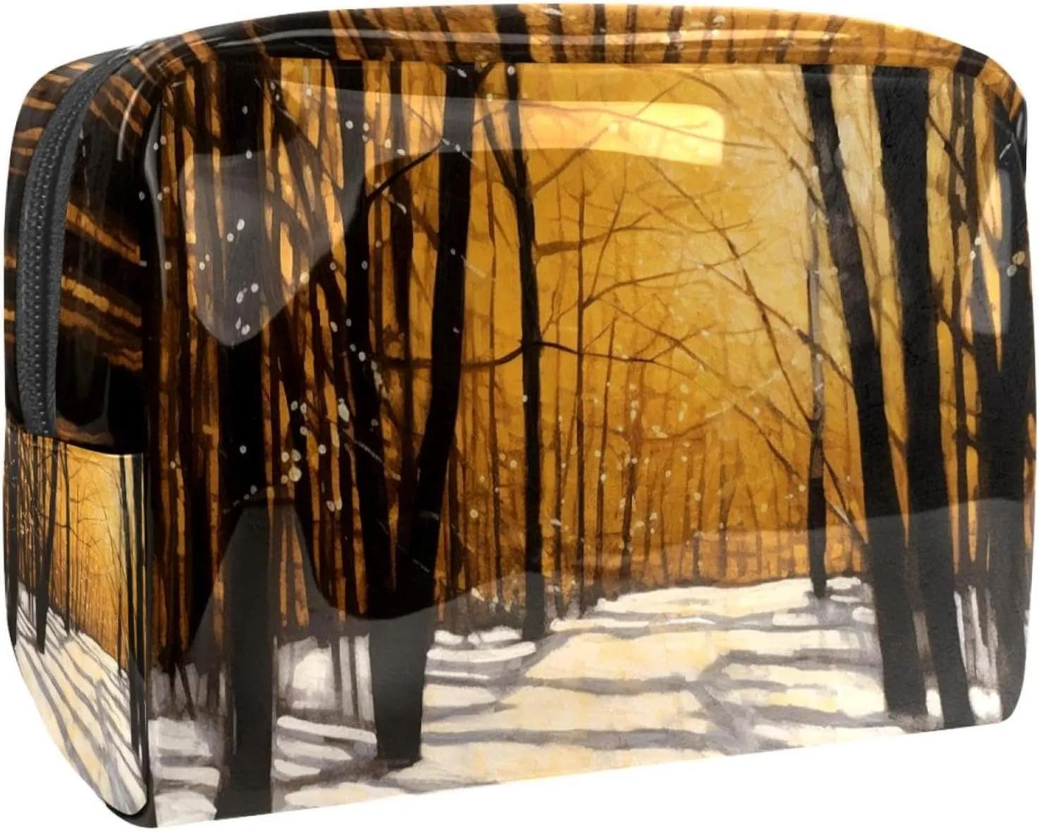 Makeup Bag Small,Makeup Travel Bag,Winter Forest Tree Path,Makeup Organizer Bag