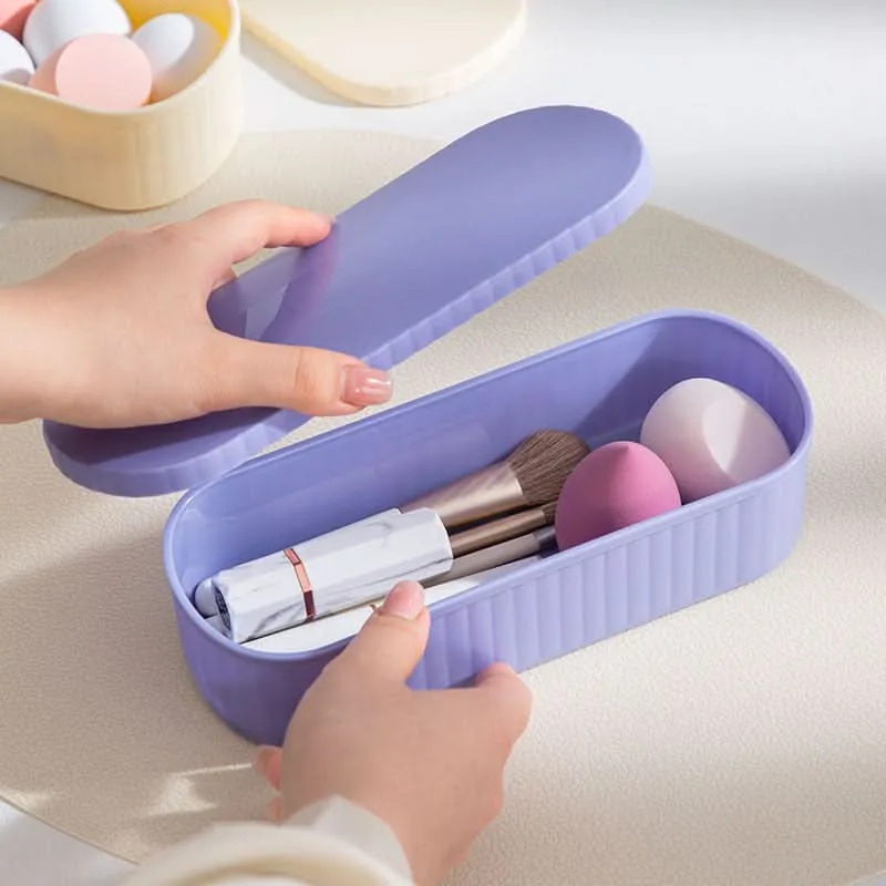 Makeup Brush Storage Box – Stackable Cosmetic Organizer with Makeup Tools