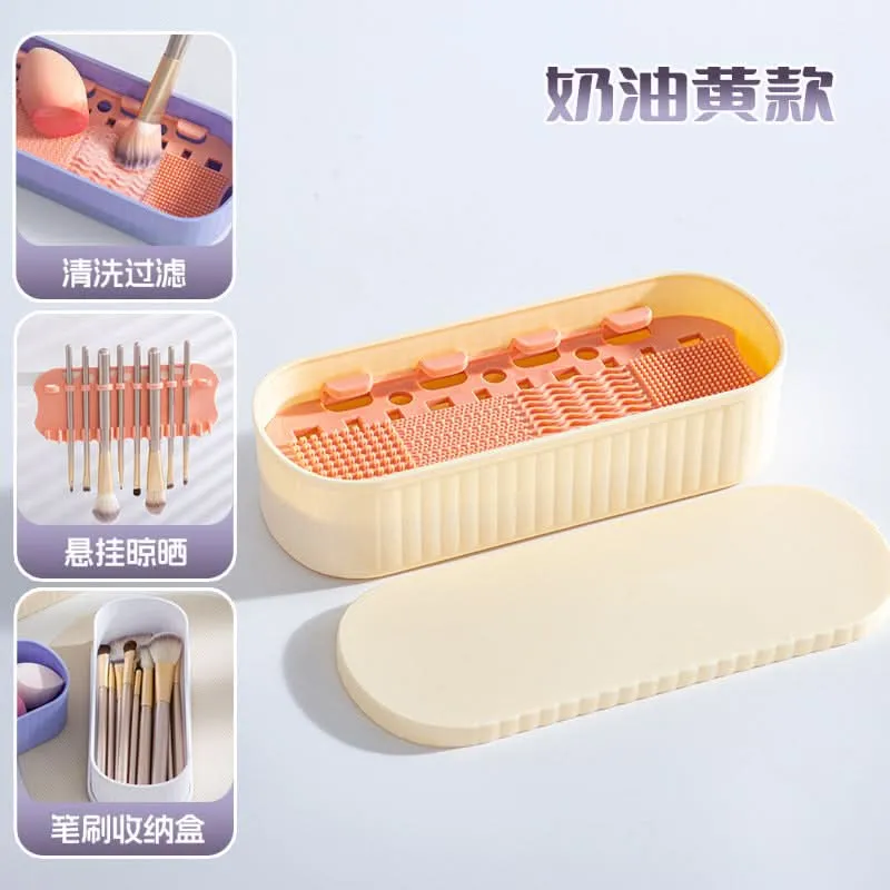 Makeup Brush Storage Box – Stackable Cosmetic Organizer with Makeup Tools