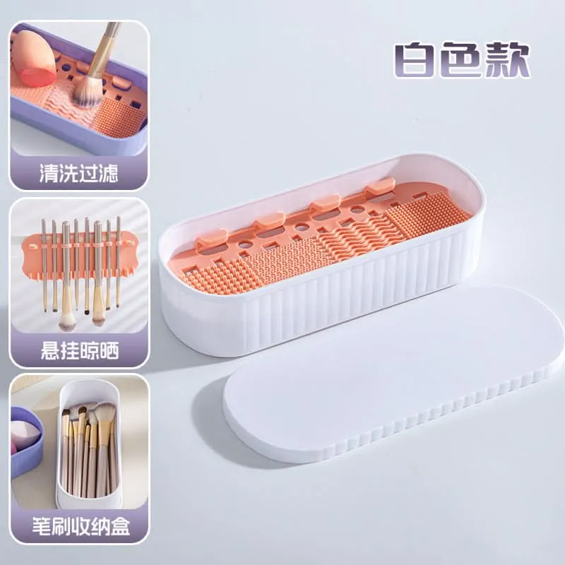 Makeup Brush Storage Box – Stackable Cosmetic Organizer with Makeup Tools