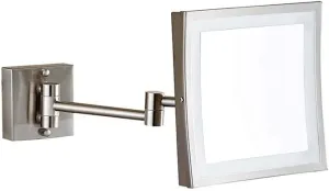 Makeup Mirror Vanity Mirror Wall Mounted LED Lighted 3X Magnification Bathroom Shaving Mirror Extendable Square Cosmetic Mirror (Color : D)