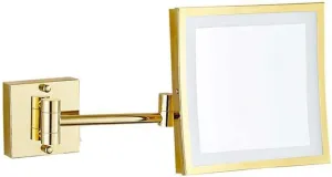 Makeup Mirror Vanity Mirror Wall Mounted LED Lighted 3X Magnification Bathroom Shaving Mirror Extendable Square Cosmetic Mirror(B)