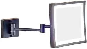 Makeup Mirror Vanity Mirror Wall Mounted LED Lighted 3X Magnification Bathroom Shaving Mirror Extendable Square Cosmetic Mirror(C)