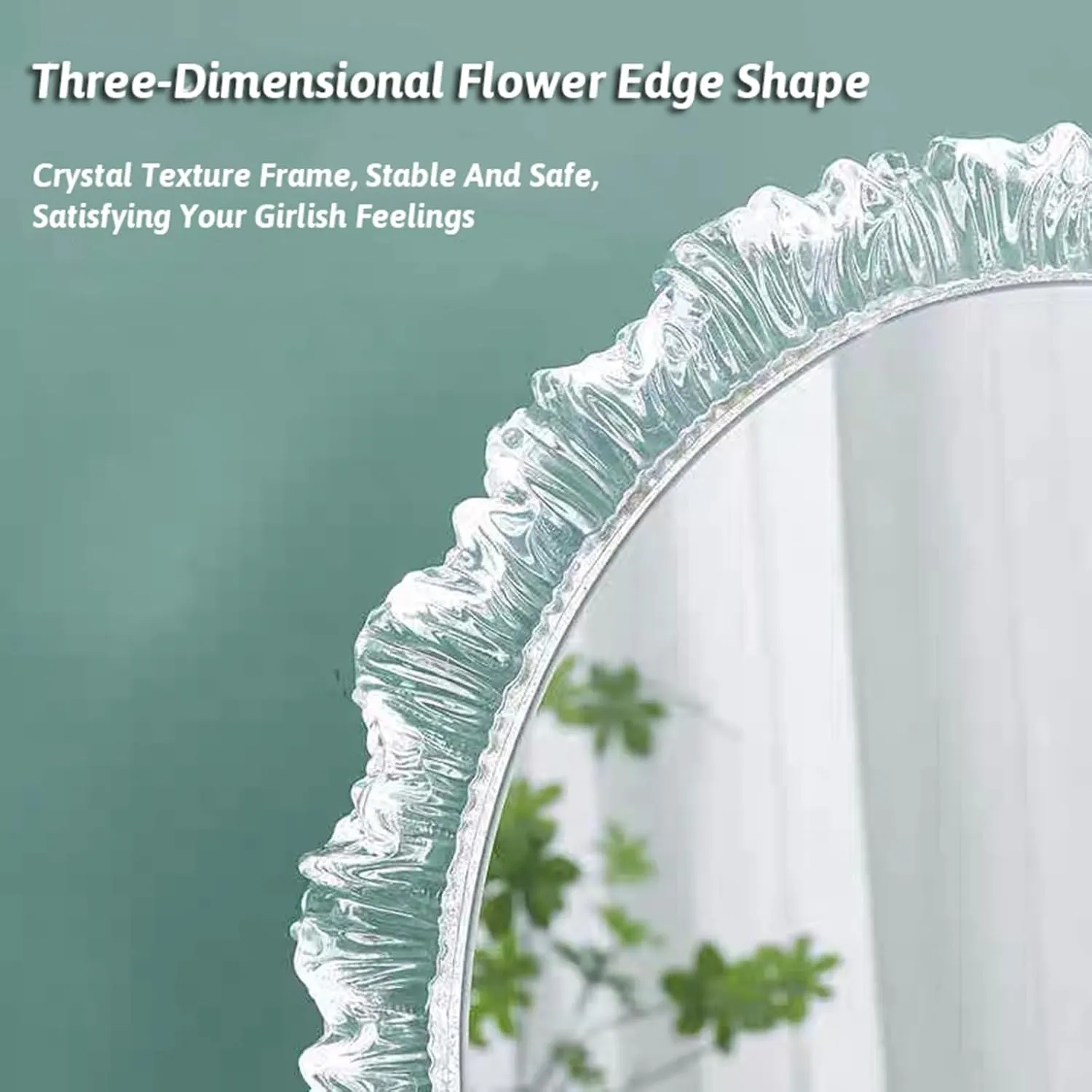 Makeup Mirror Vanity Mirror with Lights, Tabletop Decorative Mirror with Transparent Frame, Lighted Cosmetic Mirror for Makeup Desk and Dressing Room(26x34cm)