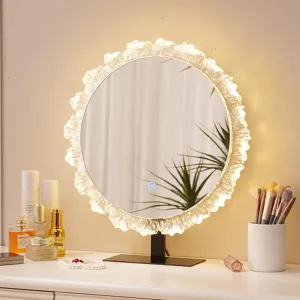 Makeup Mirror Vanity Mirror with Lights, Tabletop Decorative Mirror with Transparent Frame, Lighted Cosmetic Mirror for Makeup Desk and Dressing Room(26x34cm)
