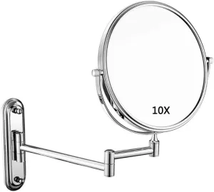 Makeup Mirror Wall-Mounted Shaving Mirror Magnification Double-Sided Round Bathroom Swivel Extendable Mirrors (Color : 10x)