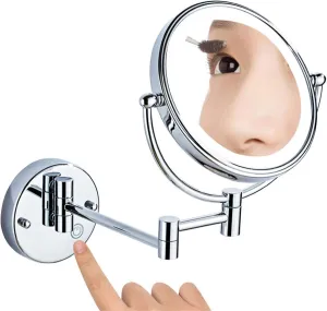 Makeup Mirror Wall Mounted Vanity Mirror Extendable 360 Rotation, Bathroom Shaving Mirror Cosmetic Vanity Mirror 8 Inch(Chrome,5X Magnification)