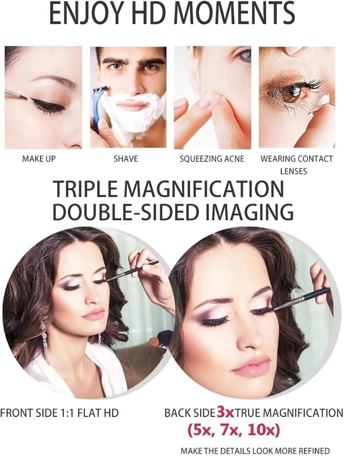 Makeup Mirror Wall Mounted Vanity Mirror Extendable 360 Rotation, Bathroom Shaving Mirror Cosmetic Vanity Mirror 8 Inch(Chrome,5X Magnification)