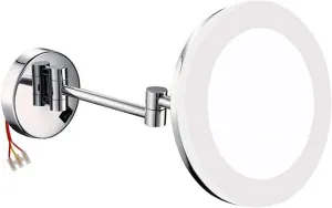 Makeup Mirror with Lights and Magnification, 8 inch Brass Chrome Bathroom Wall-Mounted LED Cosmetic Vanity Mirror, Swivel Extendable Mirror