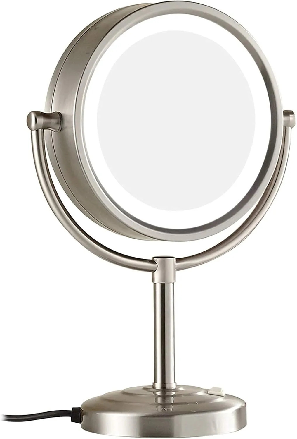 Makeup Mirror with Lights and Magnification,8 Inch Brass Double Sided Led Countertop Vanity Mirrors,360°Rotation Illuminated Cosmetic Mirror,Gold,7X(N
