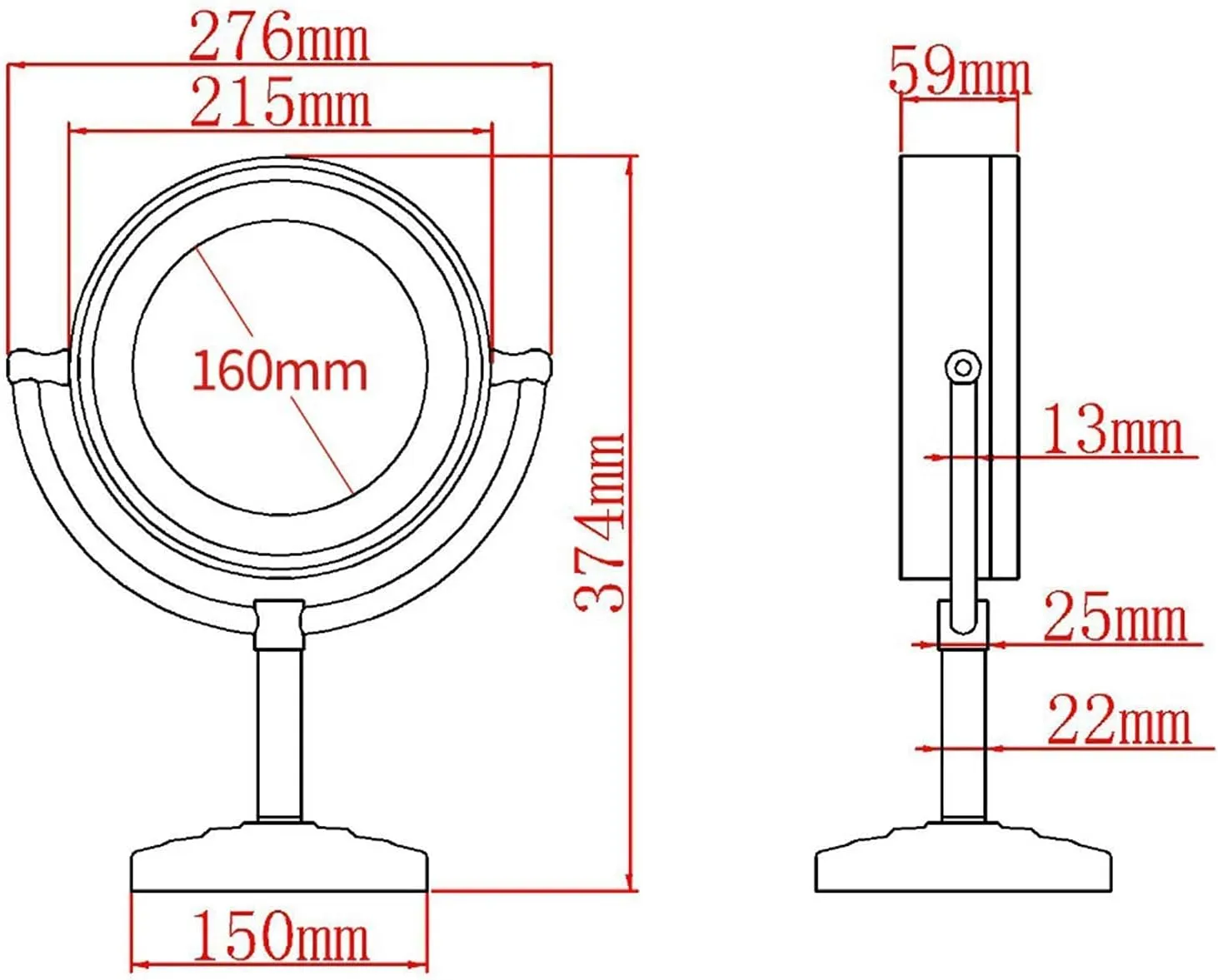 Makeup Mirror with Lights and Magnification,8 Inch Brass Double Sided Led Countertop Vanity Mirrors,360°Rotation Illuminated Cosmetic Mirror,Gold,7X(N