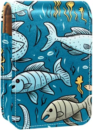 Makeup Organizer,Makeup Lipstick Case for Outside Mini Bag Travel Cosmetic Pouch,Anchor Walrus Fish Ocean