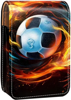 Makeup Organizer,Makeup Lipstick Case for Outside Mini Bag Travel Cosmetic Pouch,Flaming Football
