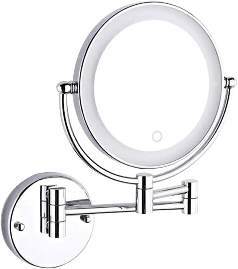 Makeup Vanity Mirror with Lights, Two-Sided Wall Mounted Beauty Mirror 3X Magnification Bathroom Mirror Extendable Cosmetic Mirror Hardwired connectio