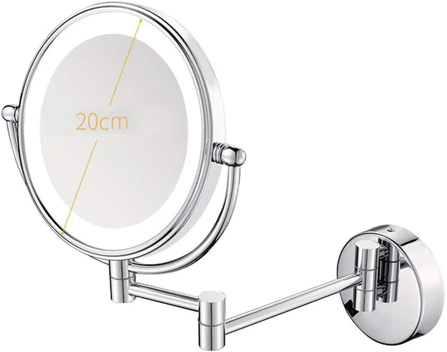 Makeup Vanity Mirror with Lights, Two-Sided Wall Mounted Beauty Mirror 3X Magnification Bathroom Mirror Extendable Cosmetic Mirror Powered by Plug,SIL