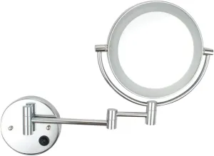Makeup Vanity Mirror with Lights, Two-Sided Wall Mounted Beauty Mirror 3X Magnification Bathroom Mirror Extendable Cosmetic Mirror Powered by Plug,Silver
