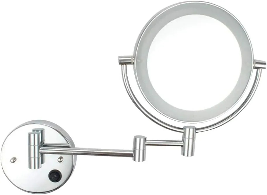 Makeup Vanity Mirror with Lights, Two-Sided Wall Mounted Beauty Mirror 3X Magnification Bathroom Mirror Extendable Cosmetic Mirror Powered by Plug,Silver