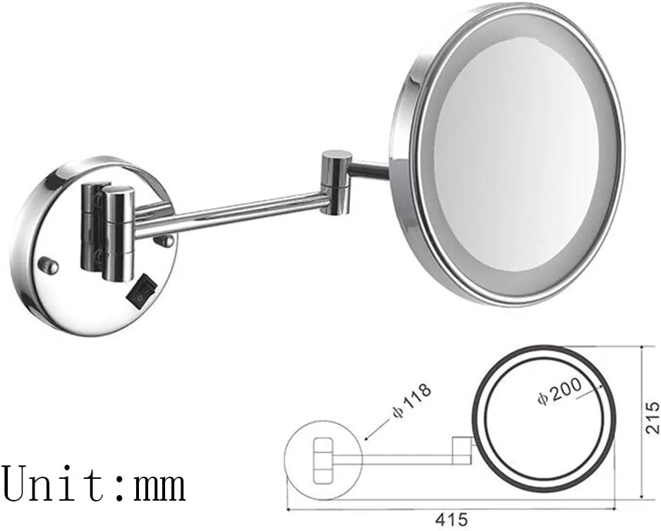 Makeup Vanity Mirror with Lights,Two-Sided Wall Mounted Beauty Mirror 3X Magnification Bathroom Mirror Extendable Cosmetic Mirror Hardwired Connection