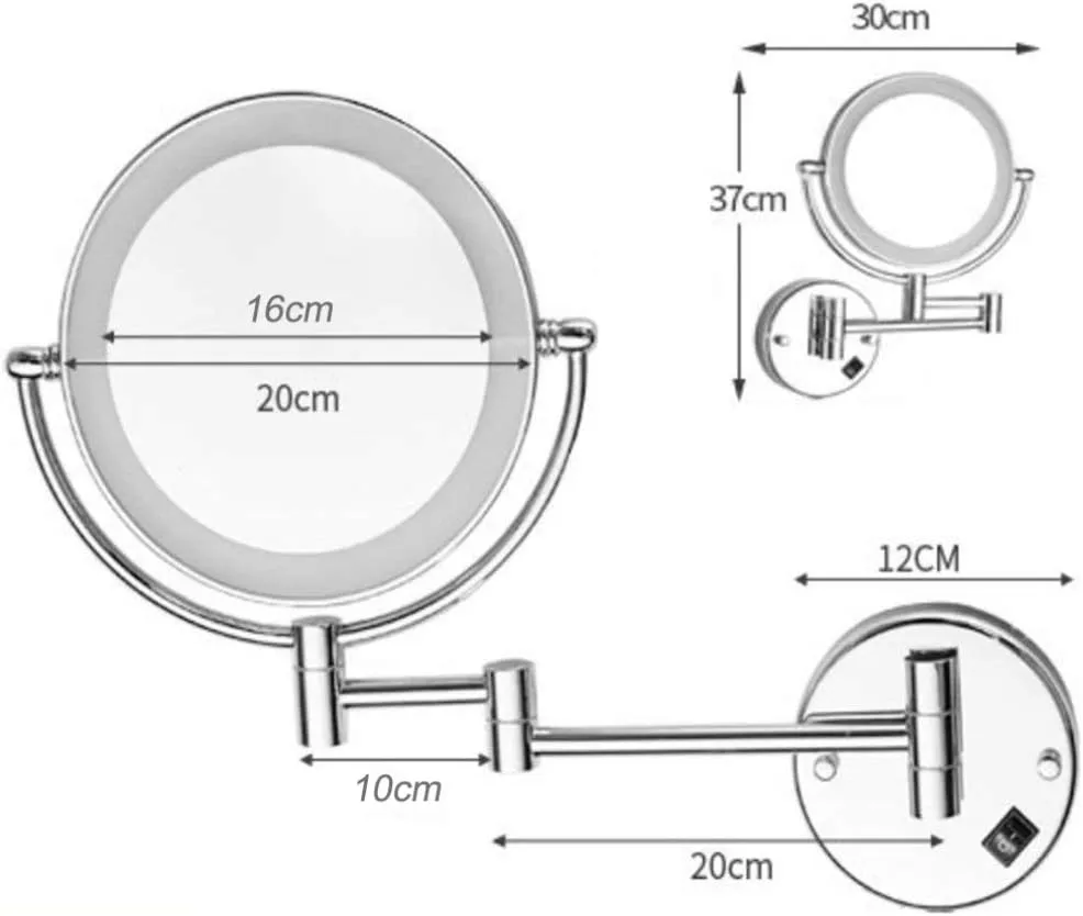 Makeup Vanity Mirror with Lights,Two-Sided Wall Mounted Beauty Mirror 3X Magnification Cosmetic Mirror 360°Swivel Bathroom Mirror,Silver (Silver Powered by Plug)