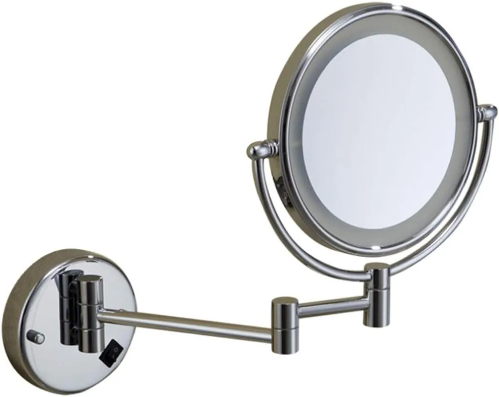 Makeup Vanity Mirror with Lights,Two-Sided Wall Mounted Beauty Mirror 3X Magnification Cosmetic Mirror 360°Swivel Bathroom Mirror,Silver (Silver Powered by Plug)