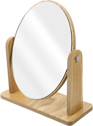 Makeup Vanity Mirror Women's Wooden Tabletop Mirror Swivel Base for Applying Makeup Hair Styling for Birthday