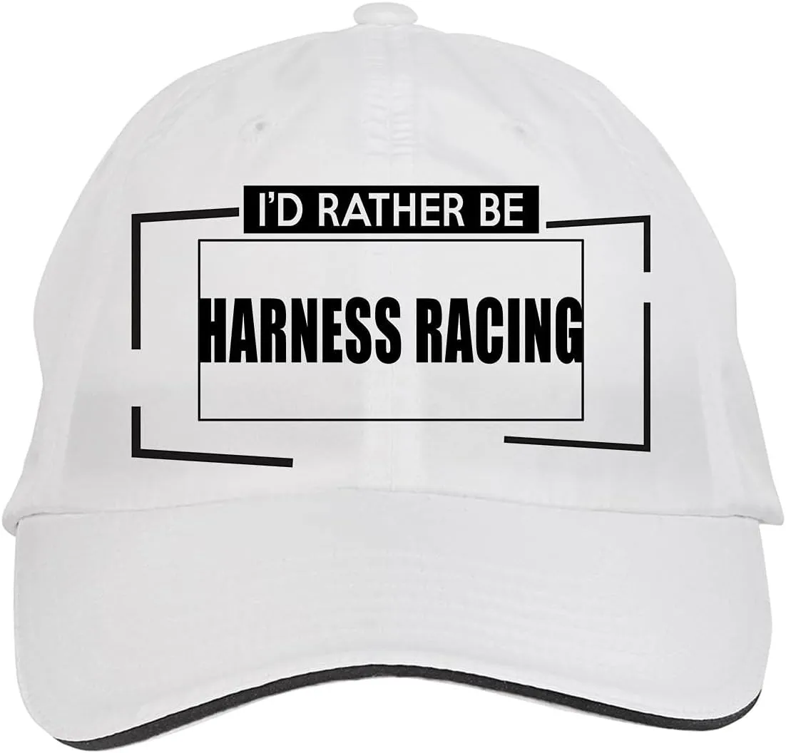 Makoroni - I'd Rather BE Harness Racing Hat Adjustable Cap, DesW65 White
