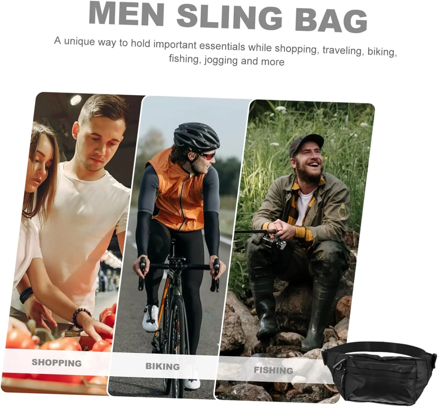 Man Bag Adjustable Sports Chest Pouch Sturdy Oxford Fabric for Men's Phone and Keys Storage