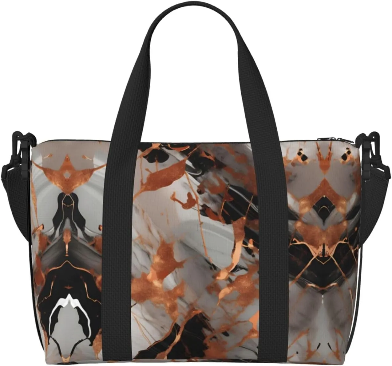 Marble Texture Copper Splatter Print Fashionable Handbag Crossbody Bag,Perfect For Travel,Weekend Getaways And Daily Use