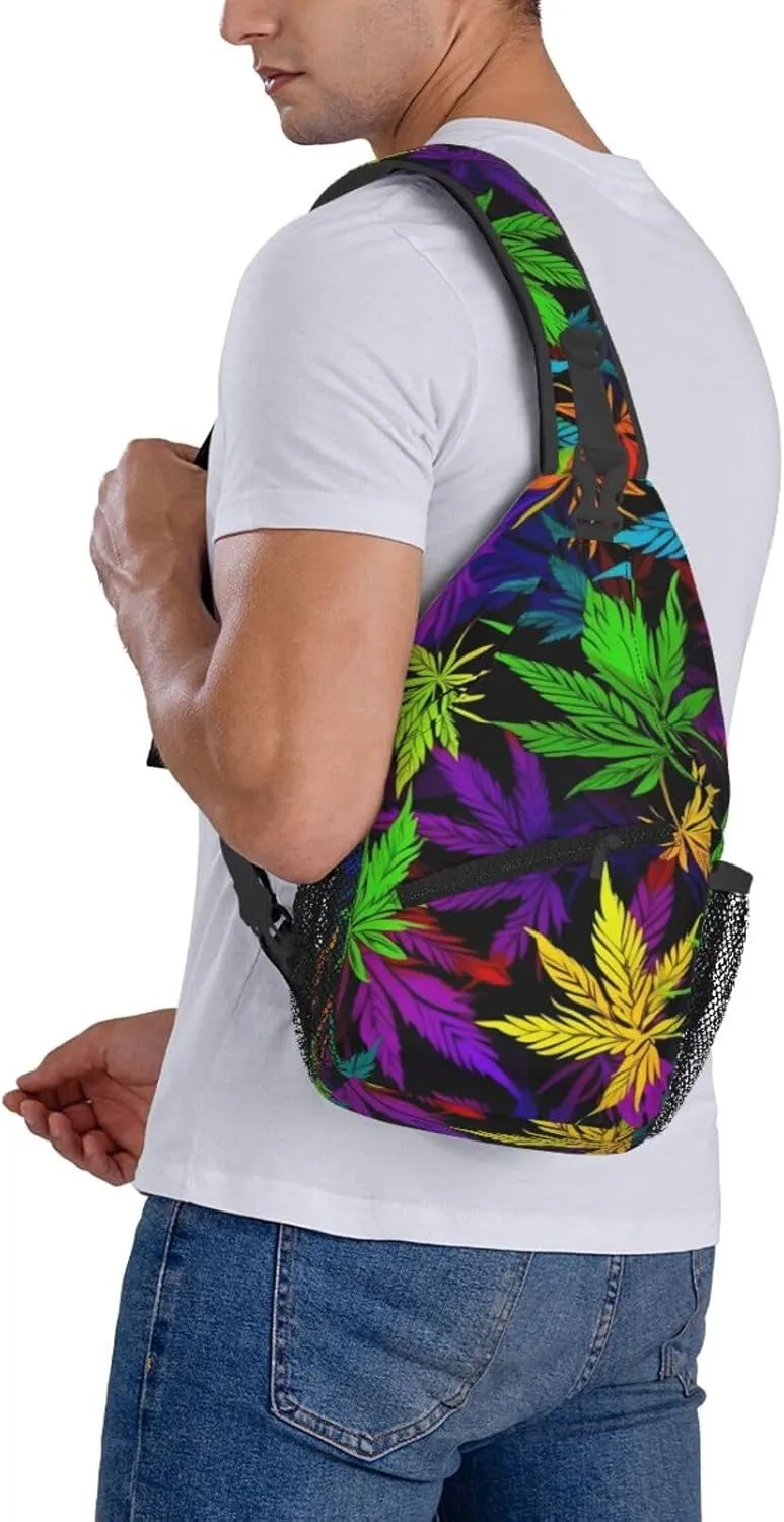 Marijuana Color Crossbody Backpack Travel Sling Shoulder Bag For Men Women Adjustable Hiking Daypack