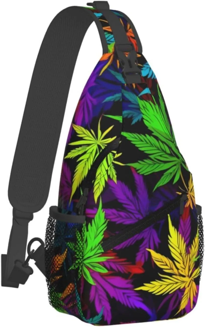 Marijuana Color Crossbody Backpack Travel Sling Shoulder Bag For Men Women Adjustable Hiking Daypack